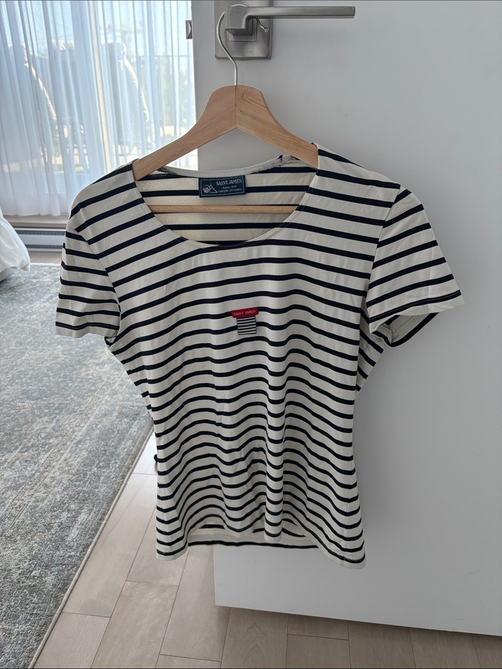 Saint James Cream & Navy Breton Short Sleeve Tee